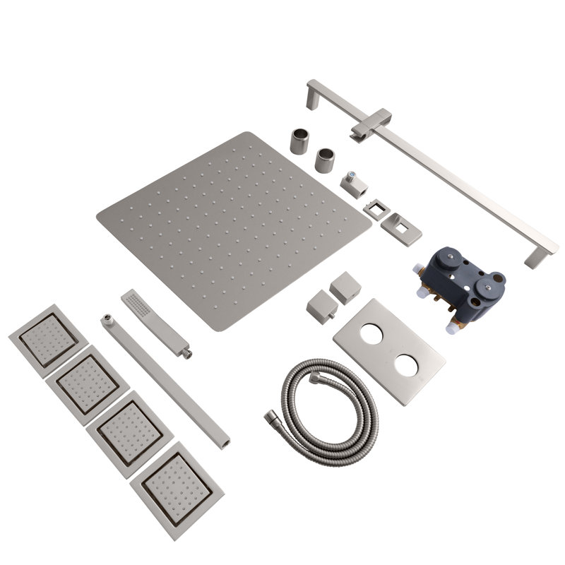 Complete Shower System with Rough-in Valve, Brushed Nickel