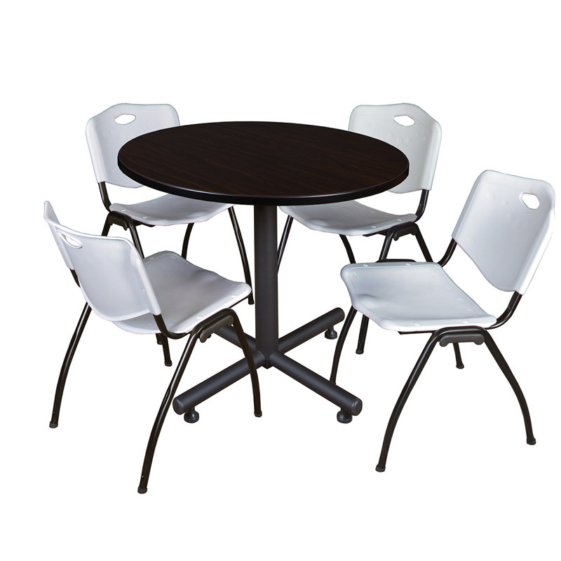 Table de salle de repos Nicklo, Cerisier, Gris, 29" H x 36" L x 36" D