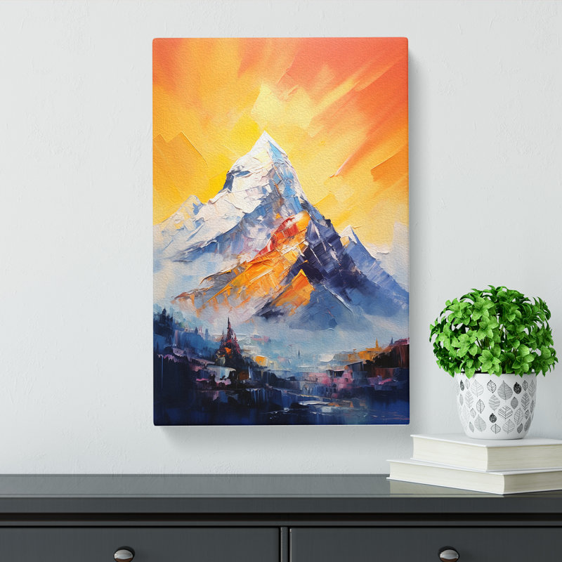 Mount Everest Gestural - Wrapped Canvas Print, 76cm H x 50cm W x 3cm D