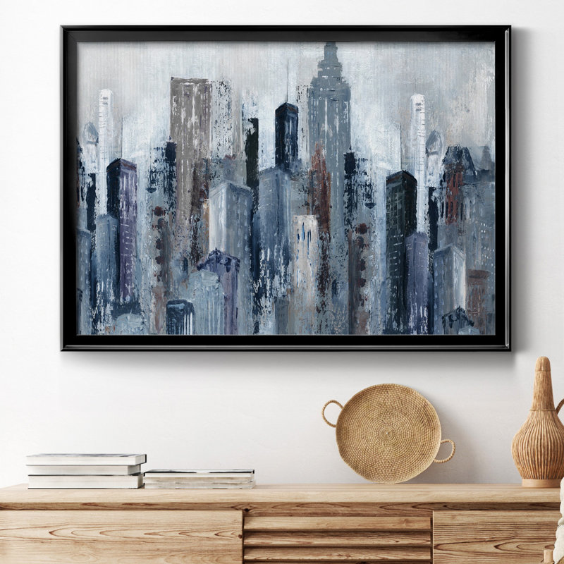Cirrus I - Peinture sur toile encadrée, Noir, H 18,5 po x l 24,5 po x P 1,5 po
