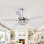 Ventilateur de plafond 52 "en cristal Fandelier avec lumière, ventilateur de lustre moderne avec moteur à courant continu réversible et télécommande pour la salle à manger de la chambre à coucher