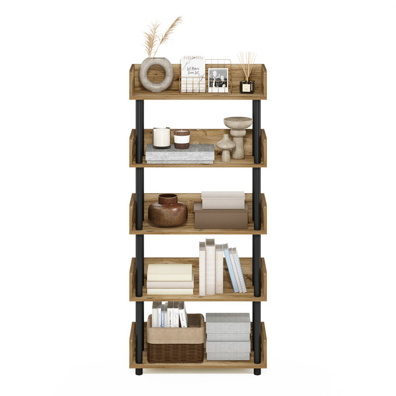 Kishor 23.62cm W Plastic Shelving Unit, Flagstaff Oak/Black