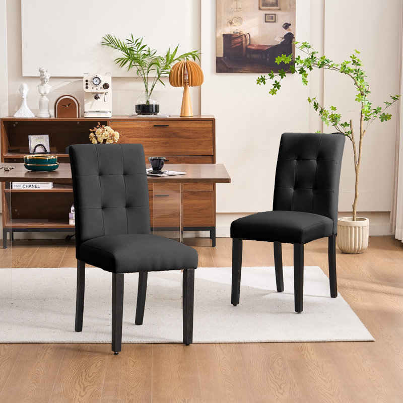 Drabic Faux Leather Solid Wood Dining Chairs, Brown