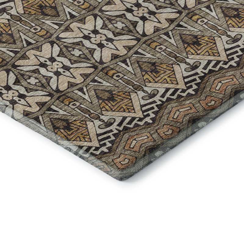 Tapis taupe Prisco lavable à la machine de qualité supérieure, Rectangle 9 pi x 12 pi