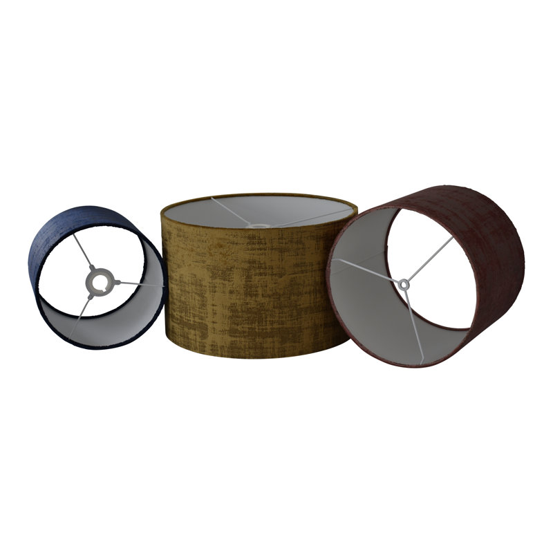 Drum Velvet Lamp Shade ( Uno ), 25cm H x 40cm W x 40cm D, Indigo Blue
