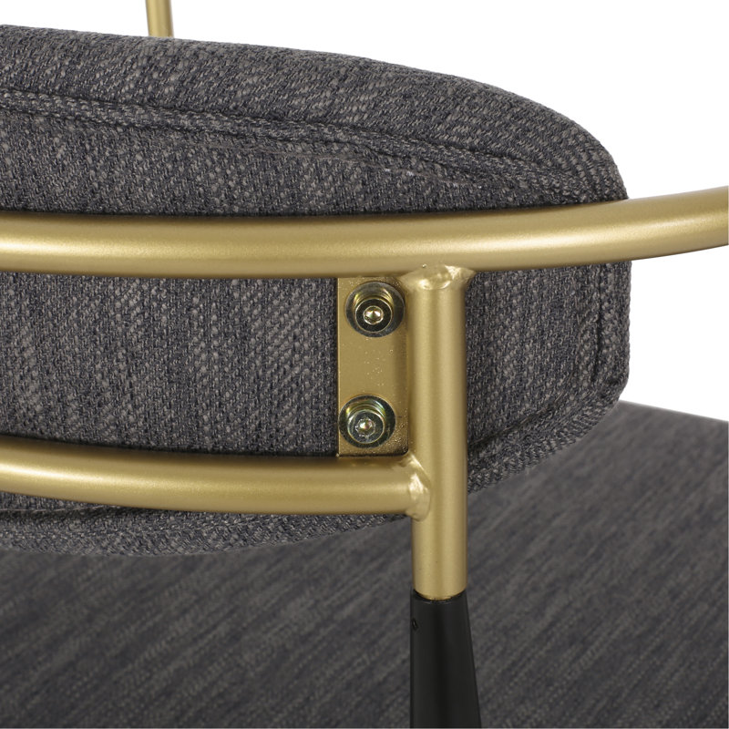 Ensemble de 2 tabourets de bar, tabourets de bar rembourrés à hauteur de comptoir avec dossier et pieds en fer pour îlot de cuisine, assise en tissu gris, capacité de poids de 260 lb