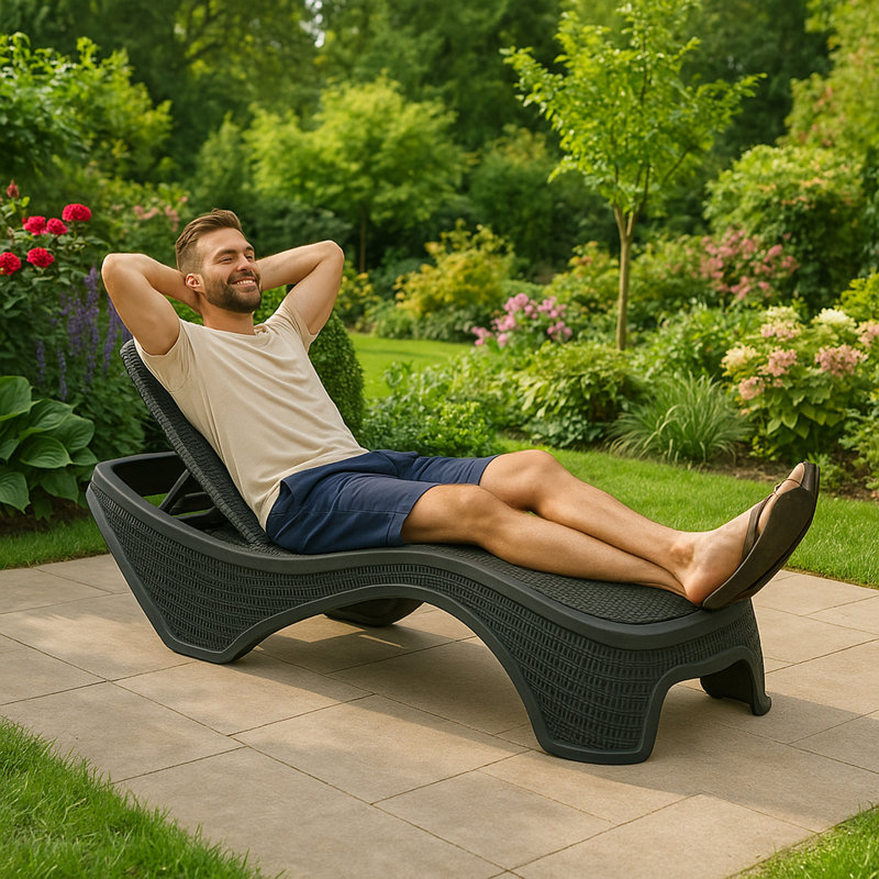 Ingifrith 200cm Long Reclining Single Chaise, Black