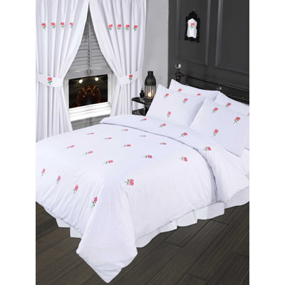 Poteau Embroidered Pencil Pleat Semi Sheer Curtains