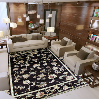 Tapis décoratif à motif floral brun bainsbury