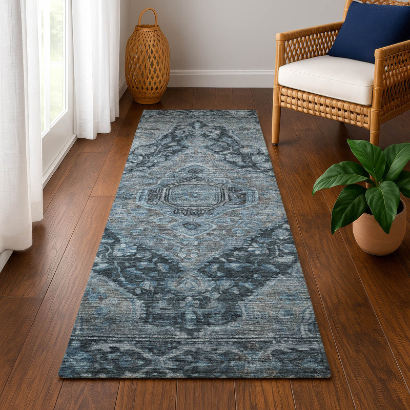 Premium Machine Washable Lubbers AMF1761 Border Rug, Runner 2'3" x 7'6"