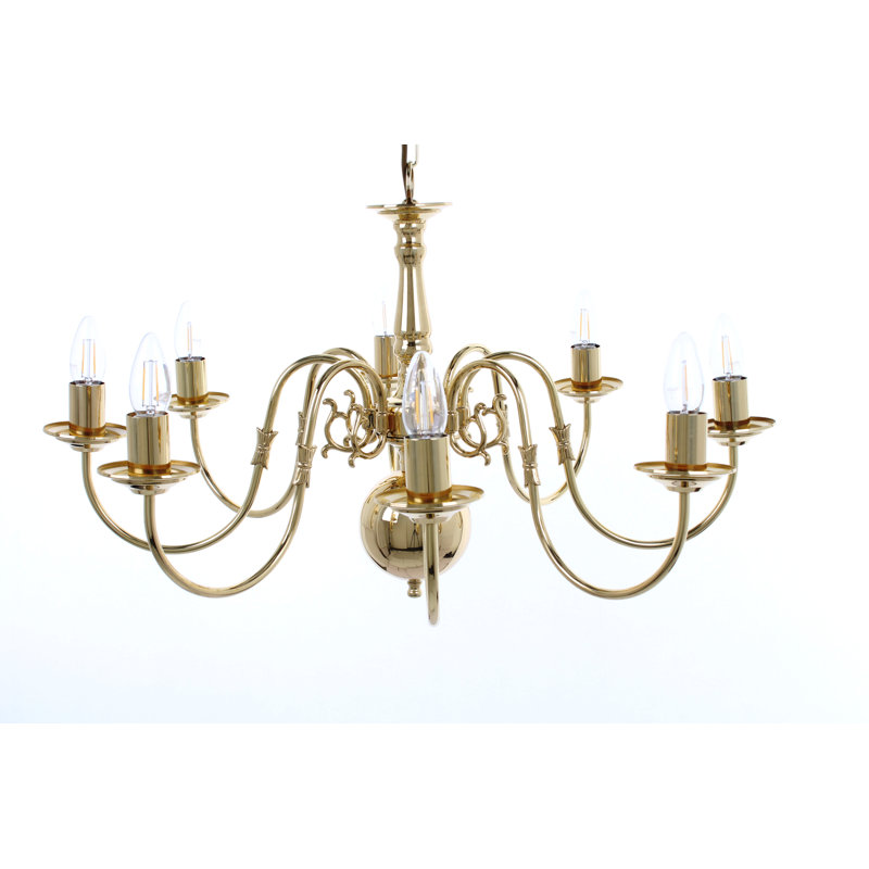 Roosevelt 8 - Light Geometric Chandelier, Polished Brass