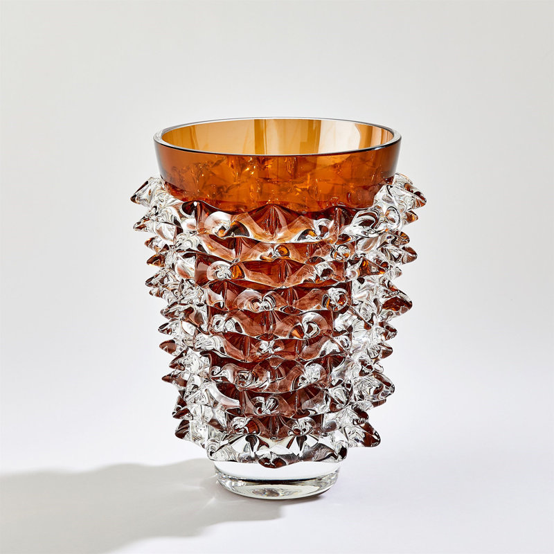 Porcupine Vase-Dark Amber-Tall