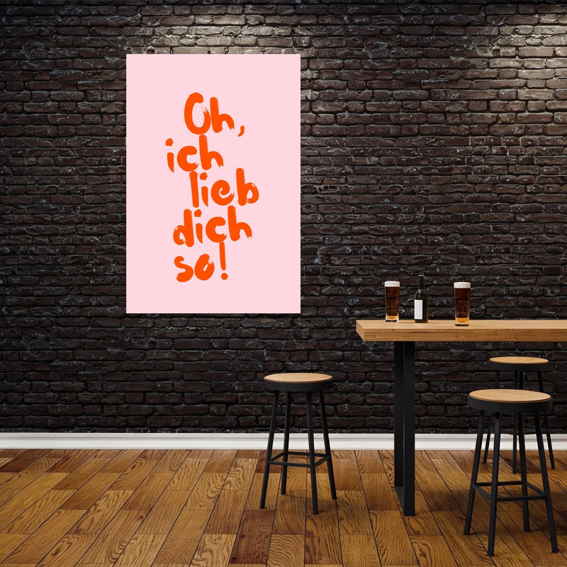 Romantic German Lettering Romantic Contemporary Wall Art Print 1 Piece Wrapped Canvas Wall Art, 152.4cm H x 101.6cm W