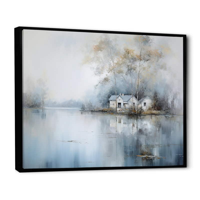 Lakeside House Serenity sur impression sur toile, Cadre flottant noir, H 24 po x l 32 po x P 1 po