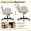 Chaise de bureau à pieds croisés avec accoudoirs réglables, siège rembourré large et coussin lombaire - Chaise pivotante en similicuir avec roulettes