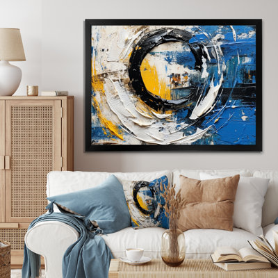 Fusion cubiste bleue et blanche sur toile