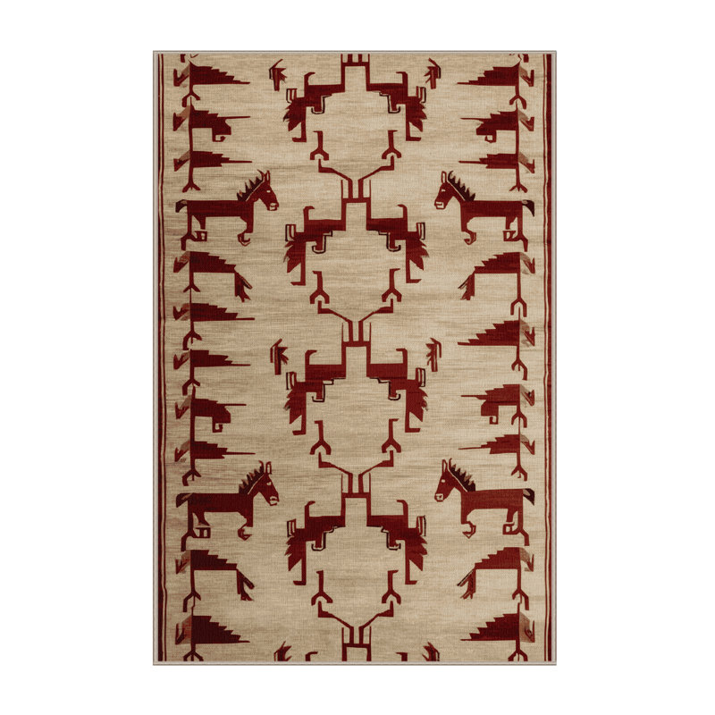 Machine Washable Art Deco Brown Area Rug, Runner 2' x 5'