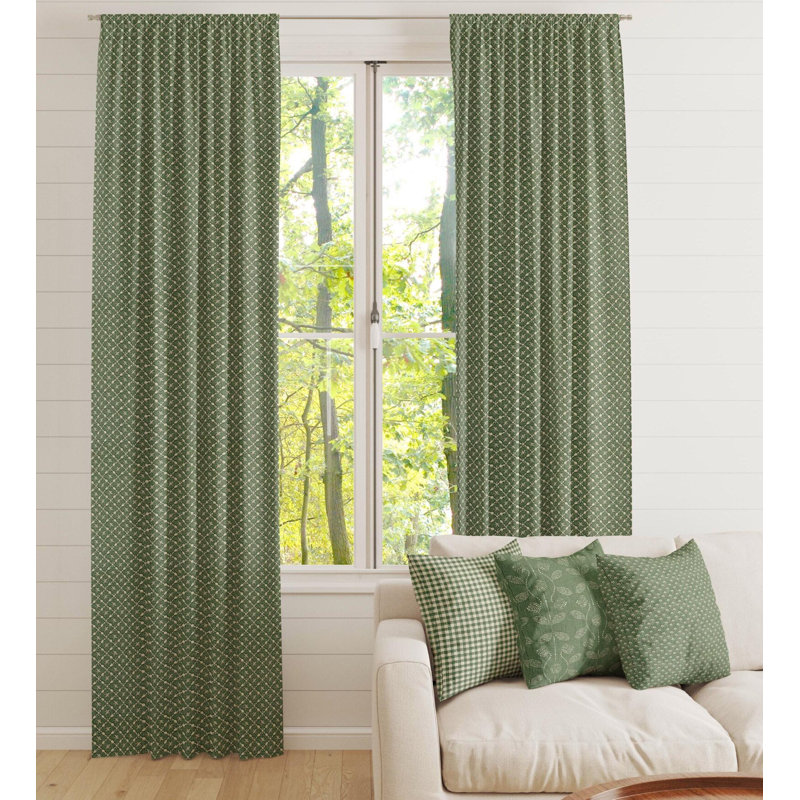 Rideaux géométriques vert sapin, L 25 po x L 84 po