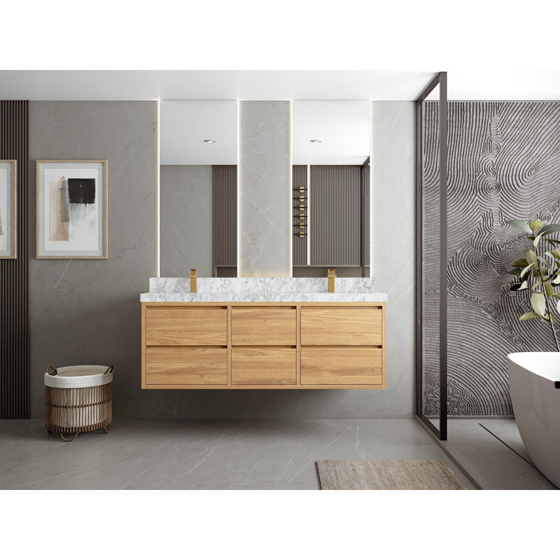 Meuble-lavabo mural double l 60 po x P 22 po x H 36 po
