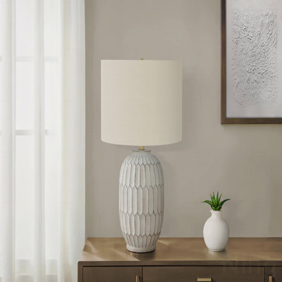 Table Lamp  - 24" Height,, In Cream Resin, In Ivory And In Cream Shade