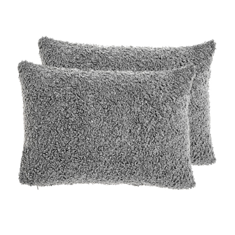 FRENCH BOUCLE Throw Pillow, Light Gray, Feather