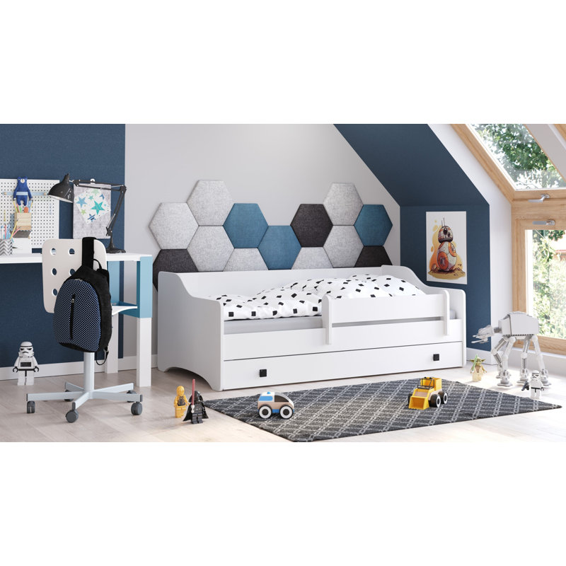 Single bed Erik, Black/White, European Toddler (80 x 160cm)