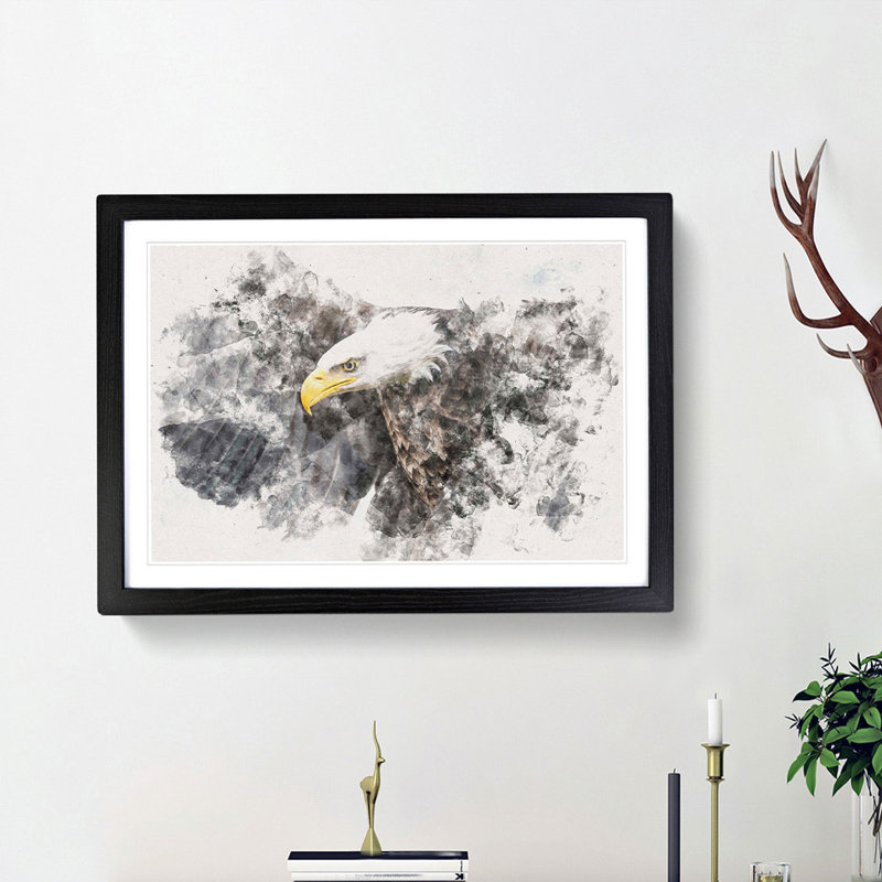 A Golden Eagle - Picture Frame Painting Print, Black Framed, 33cm H x 45cm W x 2cm D