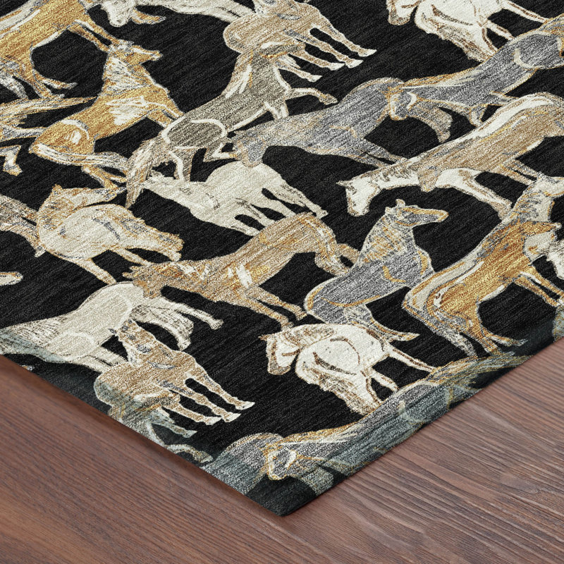 Tapis intérieur / extérieur lavable à la machine Chantille ACN2520, Noir, Rectangle 10 pi x 14 pi