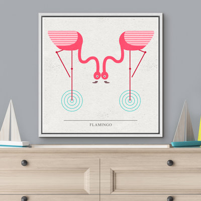 " Minimalist Pink Flamingo Duo "