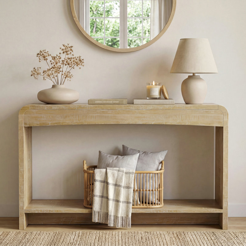 Console d'entrée Adelle 43,3 po, table d'appoint étroite et longue avec rangement, Bois naturel