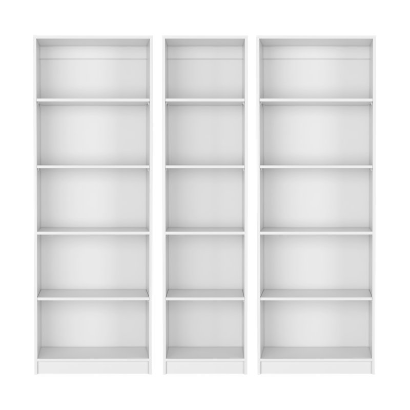 Olson 3 Piece Living Room Set with 3 Bookcases, White
