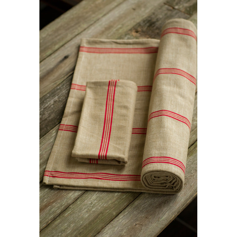 Rebello Cotton Striped Runner, 103" H x 20.5" W x 0.25" L, Classic Red