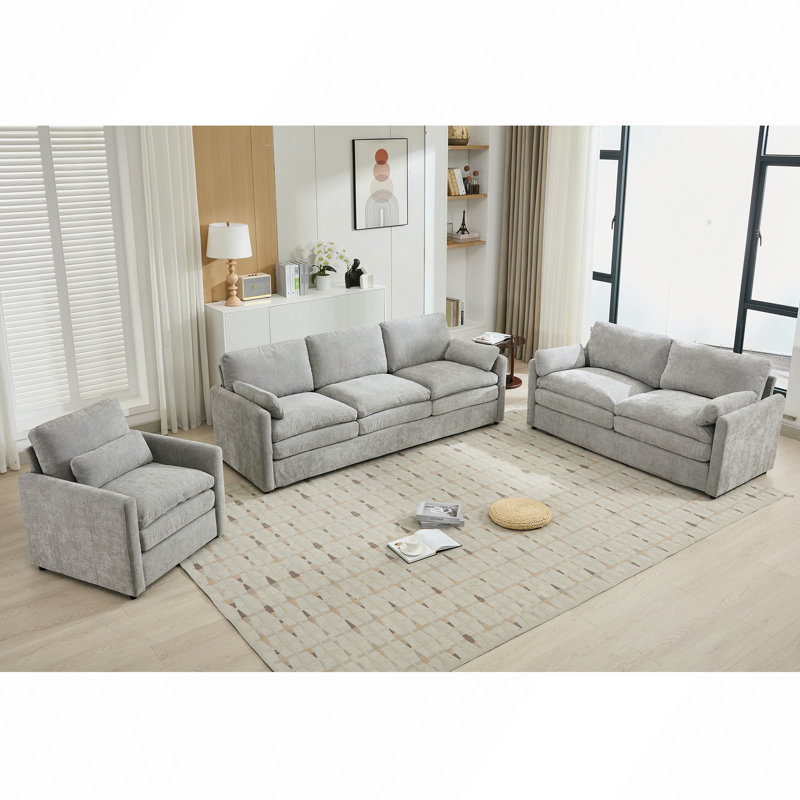 Ensemble de canapé rembourré Cozy, Gris clair