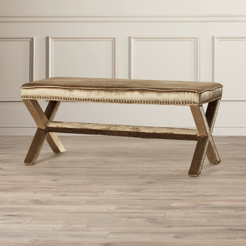 Keldah Upholstered Bench, Antique Sage/Cream