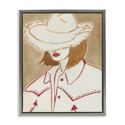  Western Fashion Woman Framed Floater Canvas Wall Art by Grace Popp