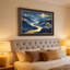 Art mural antique sur toile encadré doré pour le salon, la chambre à coucher, le bureau ou le vestibule - décoration murale décorative avec rivière au clair de lune-129048643-129048644