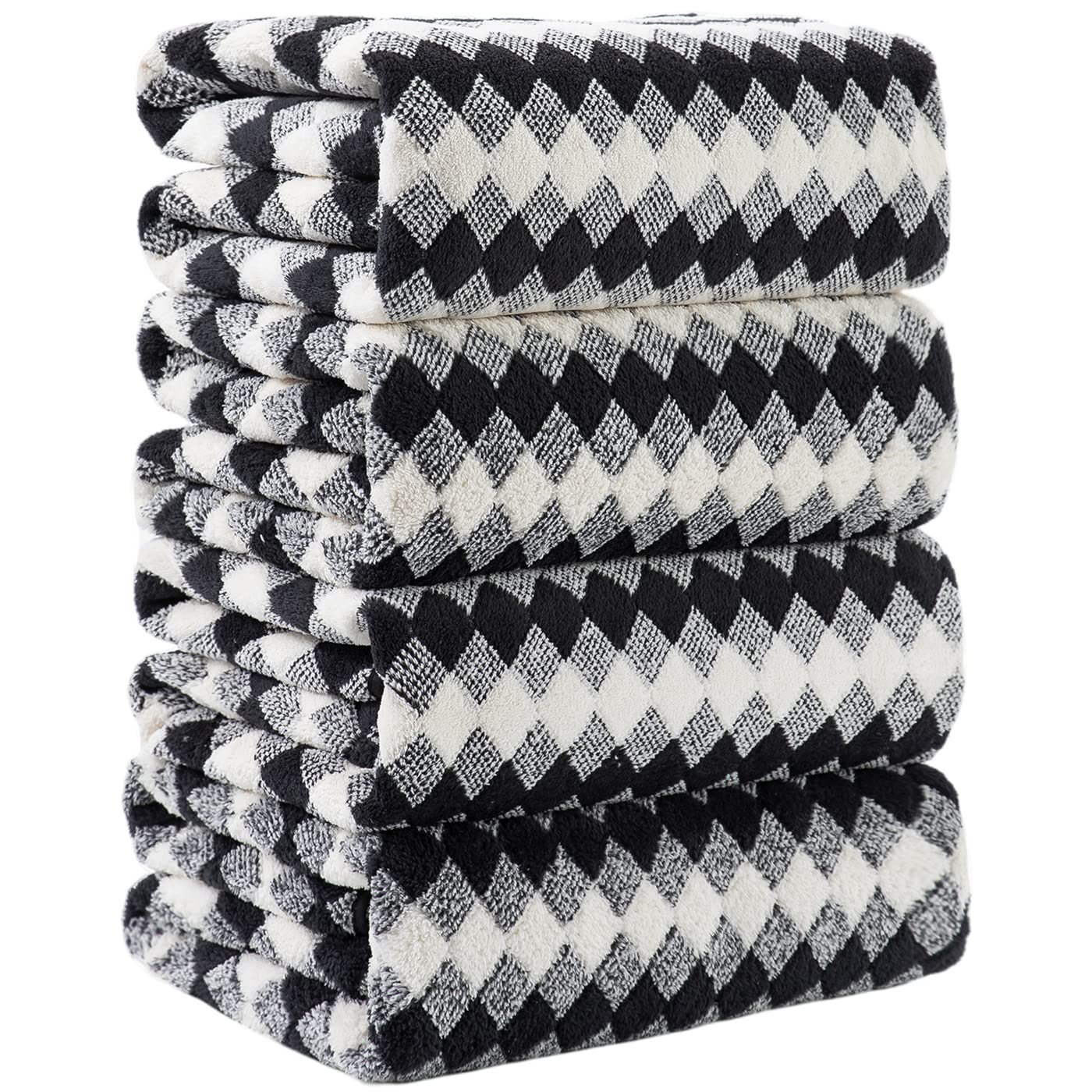 4 Serviettes En Coton Pur Motifs Noël - Débarbouillettes Décoratives Pour Salle De Bain Et Cuisine