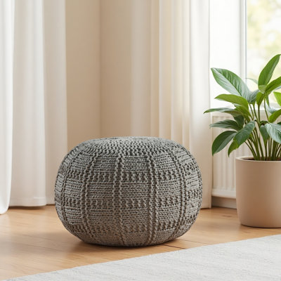 Knitted Cotton 20 X 20 Round Pouf