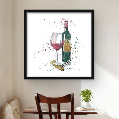 Bottle of Red Wine - Framed Matted Print for Home Decor