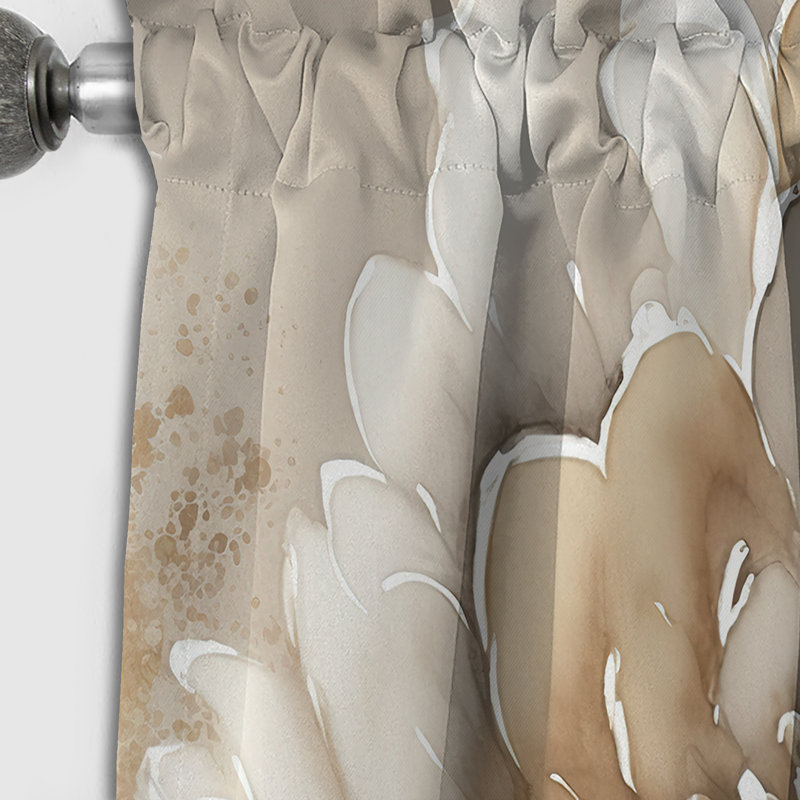 Rideau simple occultant à motif floral simple beige IV, L 52 po x L 108 po