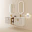 Meuble-lavabo à fermeture en douceur de 60 pouces avec lavabo et petites tablettes de rangement