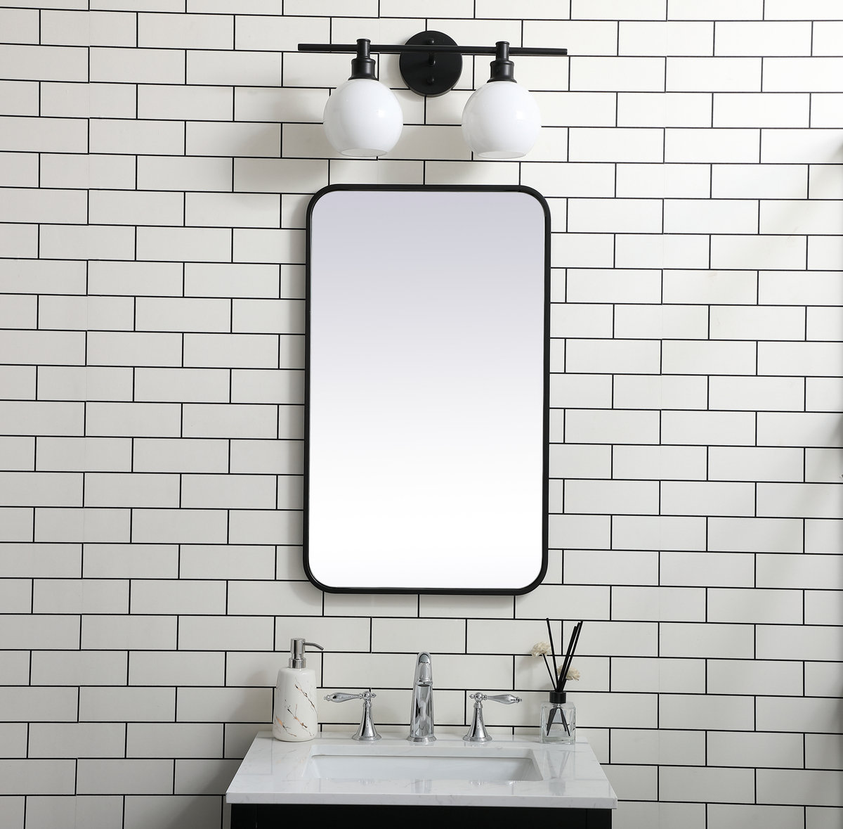 Sabine Accent Mirror, Black, 30" x 18"