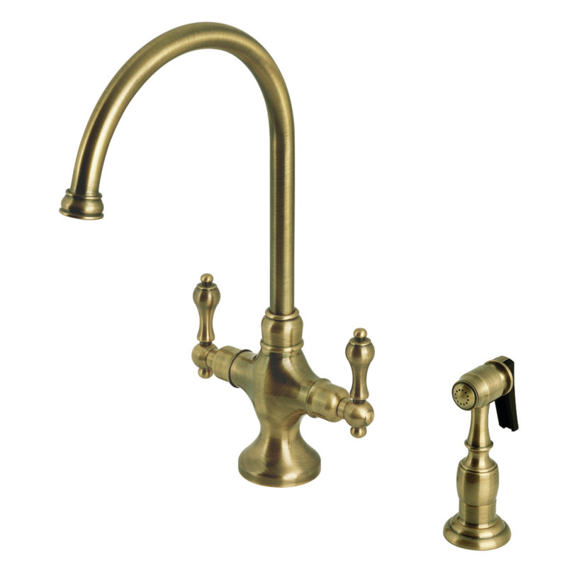 Double Handle Kitchen Faucet with Side Spray