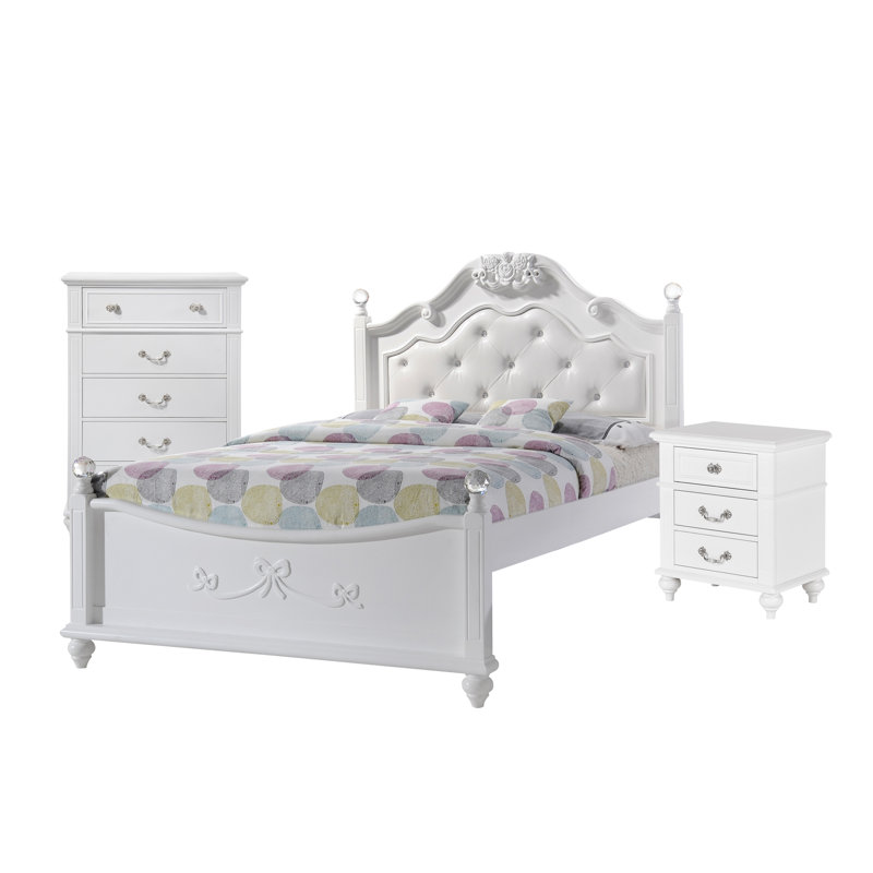 Ensemble de chambre à coucher avec lit plateforme 3 pièces Guice, Lit double