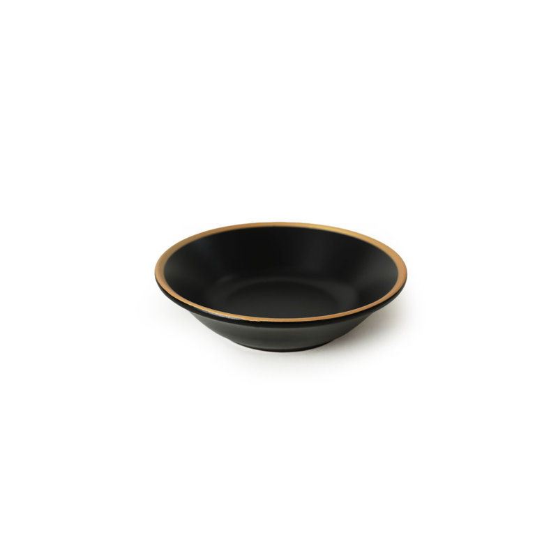 Elegant 6-Piece Ceramic Plate Set, Black & Gold, 7.1 x 7.1 x 1.0 inches | 100% Antibacterial, Non-Absorbent, Easy to Clean | Dishwasher Safe up to 122°F & Microwave Safe | Perfect for Modern Dining & Entertaining