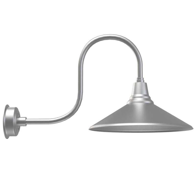 Luminaire de grange d’extérieur à del Albali, H 9 po x l 20 po x P 17 po, Argent galvanisé