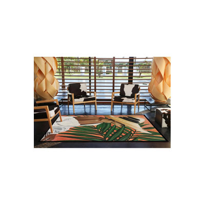 Tapis moderne lavable à motif moderne femme et feuille verte