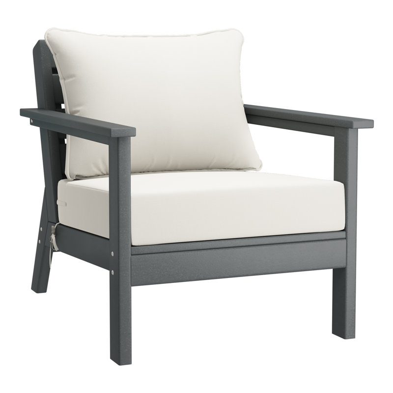 Hydea Deep Seating Chair With Cushions, White, Gray