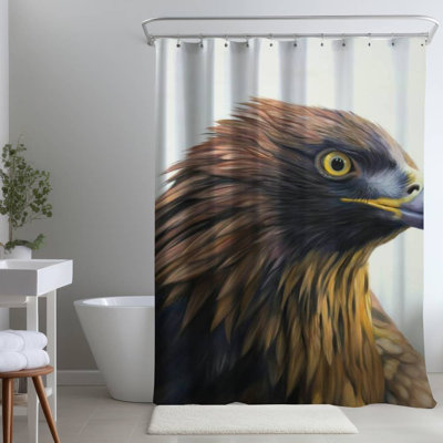 Brown-headed Eagle – Animals Western Brown – Polyester Shower Curtain, Dye Sublimation Print, 71" W × 74" L
