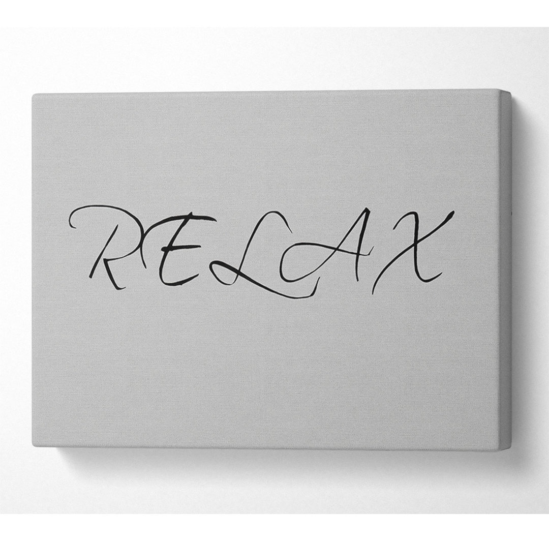 Badezimmer Zitat Relax Grau - Wrapped Canvas Typografie